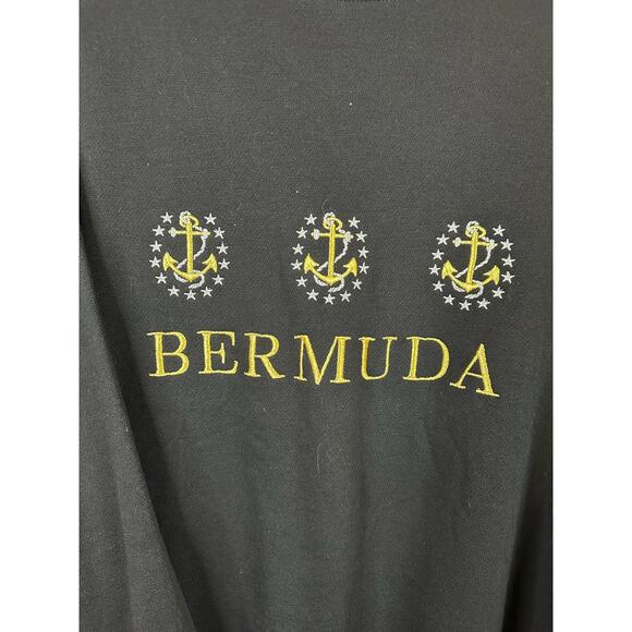 Vintage Capital Black Bermuda Anchor Long Sleeve Embroidered Sweatshirt Size XL - Picture 3 of 6